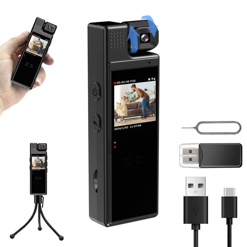 Bodycam WiFi con Pantalla 360° y Grabación en Alta Definición