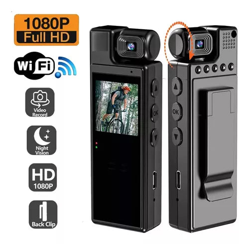 Bodycam WiFi con Pantalla 360° y Grabación en Alta Definición