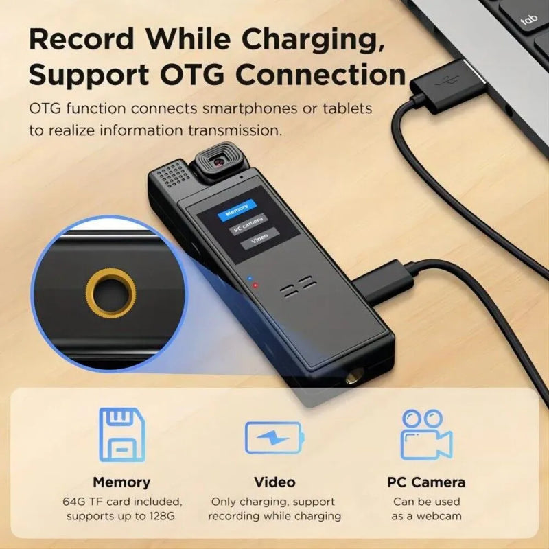 Bodycam WiFi con Pantalla 360° y Grabación en Alta Definición